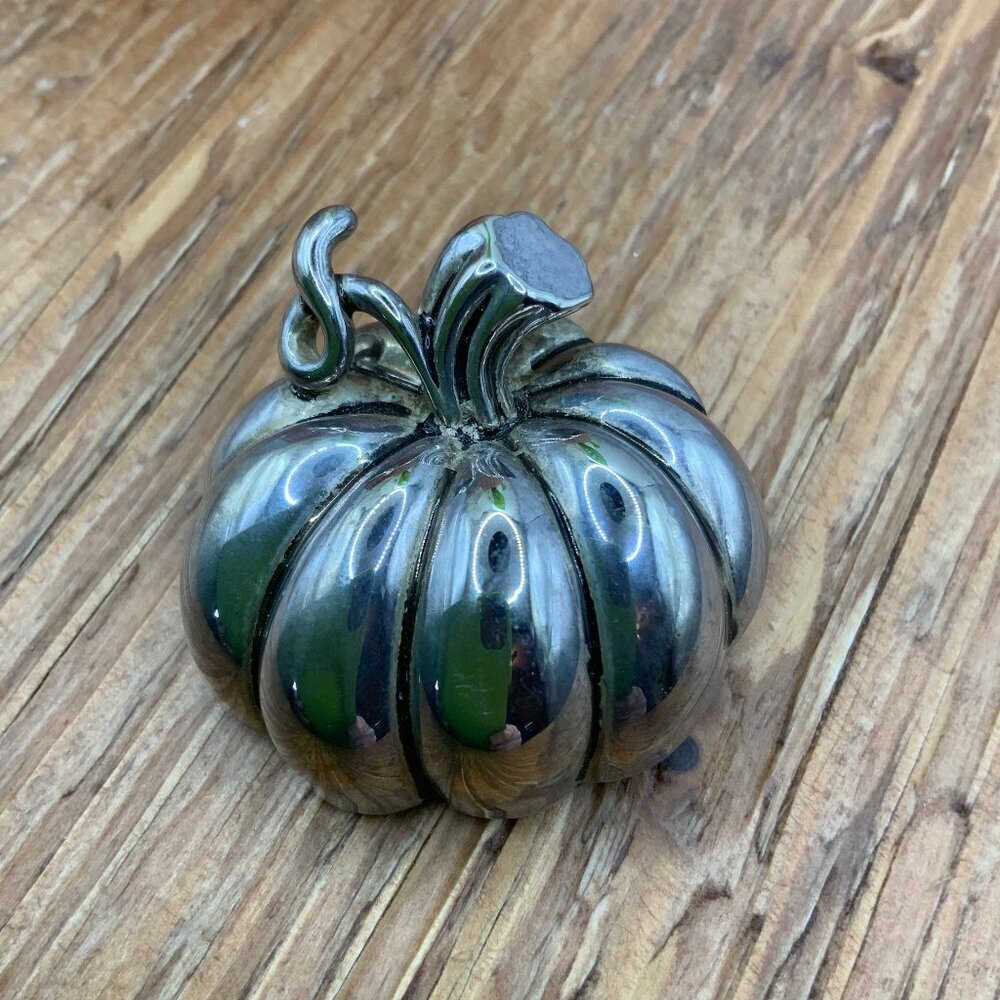 Best Vintage Silver Tone Pumpkin Pendant Brooch